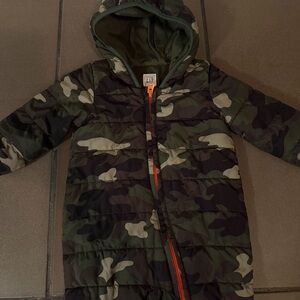 Baby Gap Camouflage Snowsuit with Orange Zipper